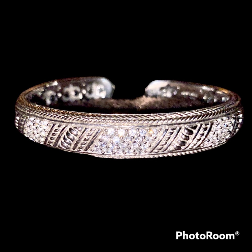Judith Ripka hinged cuff sterling bracelet